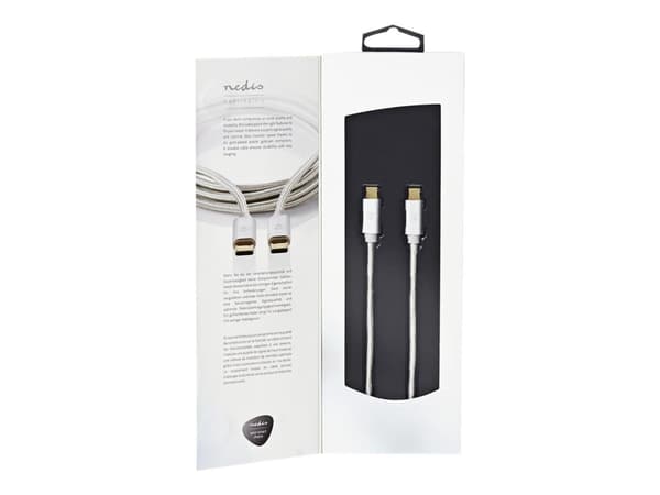 Nedis USB-kabel | USB 3.2 Gen 1 | USB-C™-kontakt | USB-C™ | 4K@60Hz | 5 Gbps | Forgylt | 2,00m | runde | Flettet / Nylon | Aluminium | Emballasje