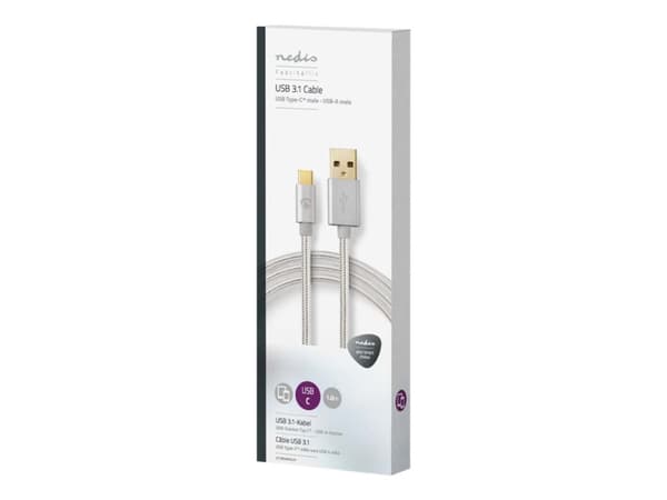 Nedis - USB-kabel - USB Type A (hann) til USB-C (hann) - USB 3.1 Gen 2 - 1 m - rund - aluminium