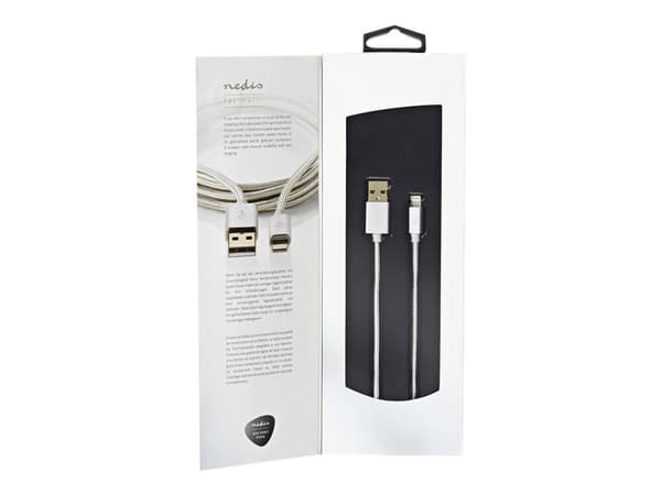 Nedis - Lightning-kabel - USB hane till Lightning hane - 3 m - aluminium