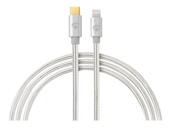Nedis USB-kabel | USB 2.0 | Apple Lightning 8 pins | USB-C™-kontakt | 480 Mbps | Forgylt | 2,00m | runde | Flettet / Nylon | Aluminium | emballasje