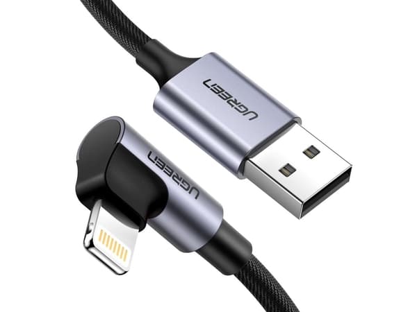 Ugreen 60521, Lightning, USB C, Uros, Uros, Musta, Harmaa, Kulmikas