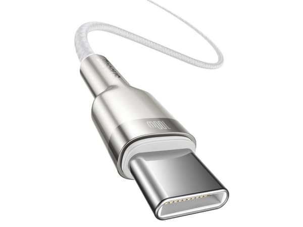 Baseus 6953156202375, 2 m, USB C, USB C, USB 2.0, 0,48 Gbit/s, Silver, Vit