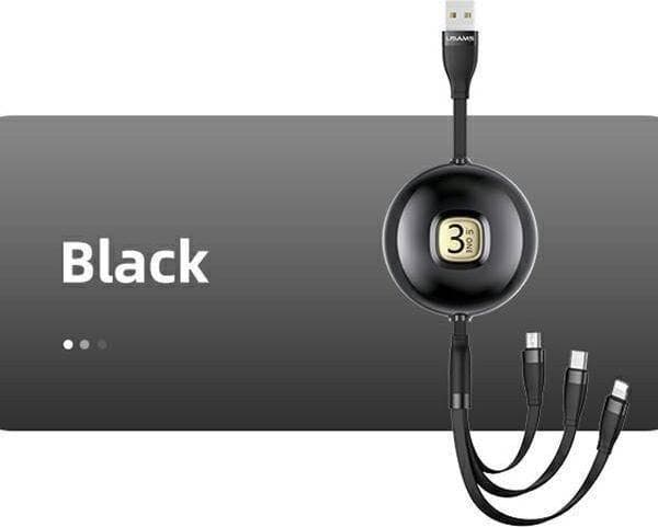 USAMS kaapeli U69 3in1 1m musta (salama/microUSB/USB-C) SJ508USB01 (US-SJ508)
