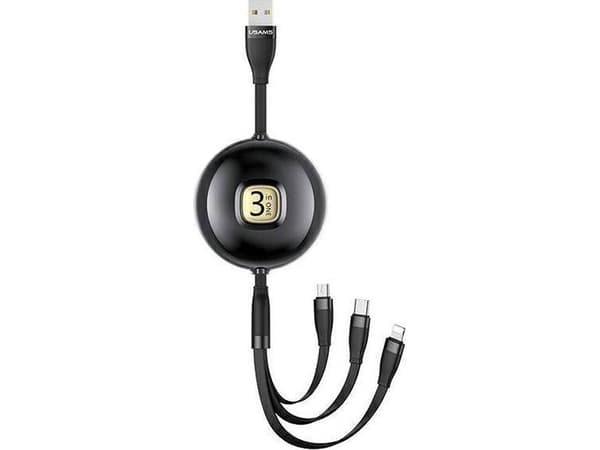 USAMS kaapeli U69 3in1 1m musta (salama/microUSB/USB-C) SJ508USB01 (US-SJ508)