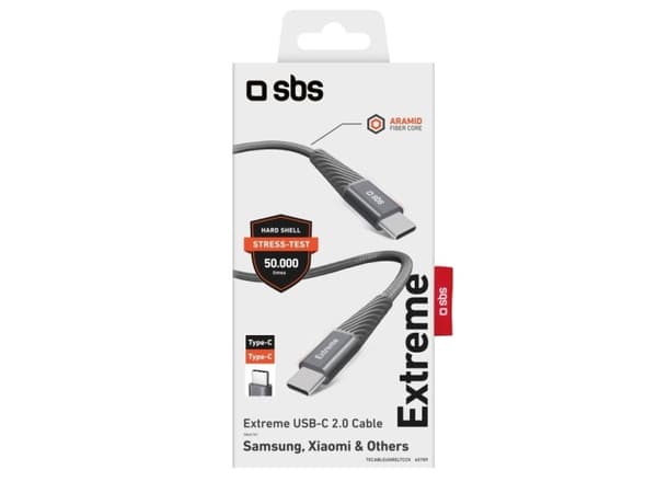 SBS TECABLEUNRELTCCK, 1,5 m, USB C, USB C, USB 2.0, Sølv