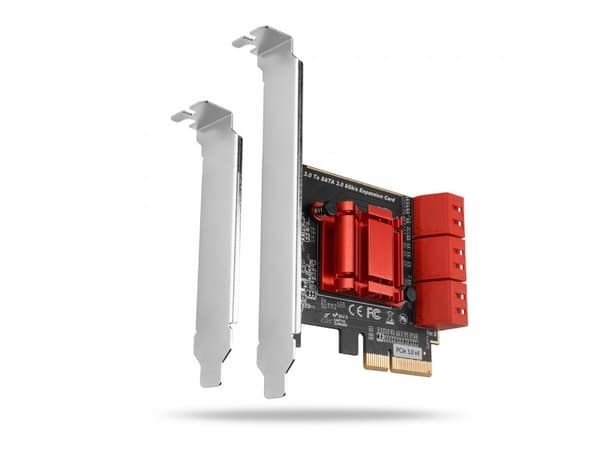 Axagonin PCI-Express-ohjain AXAGON PCES-SA6 Punainen, Hopea