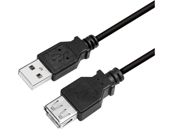 LogiLink CU0010B, 2 m, USB A, USB A, USB 2.0, 0,48 Gbit/s, Svart