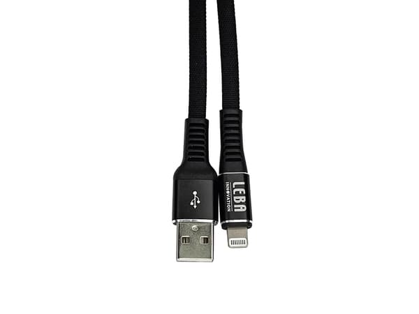 Leba flätad MFI-kabel| USB-A till Lightning| 1,2m| svart|, 1,2m, USB A, Lightning, USB 3.2 Gen 1 (3.1 Gen 1), Sortera
