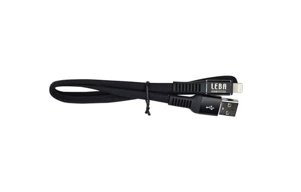 Leba flätad MFI-kabel| USB-A till Lightning| 1,2m| svart|, 1,2m, USB A, Lightning, USB 3.2 Gen 1 (3.1 Gen 1), Sortera