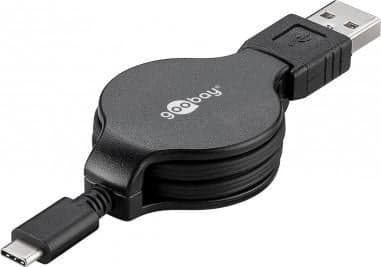 Goobay 45743, 1 m, USB A, USB C, USB 2.0, 0,48 Gbit/s, Svart