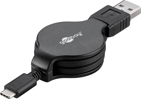 Goobay 45743, 1 m, USB A, USB C, USB 2.0, 0,48 Gbit/s, Svart