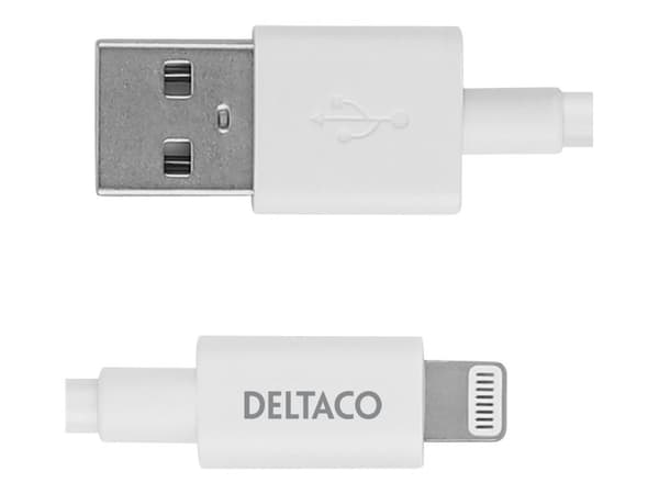 DELTACO - Lightning-kabel - USB hane till Lightning hane - 2 m - vit