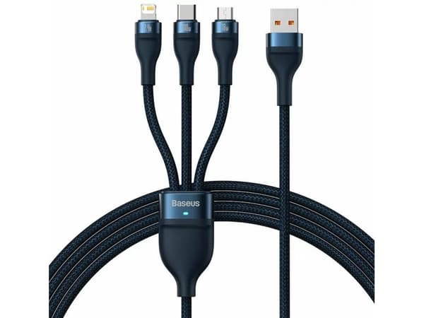 Baseus CASS030003, 1,2 m, USB A, USB C/Micro USB-A/Lightning, Blå