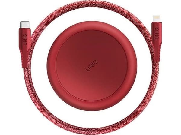 UNIQ MFI Halo USB-C-Lightning-kabel 18W nylon kveilet 1,2m rød/karminrød