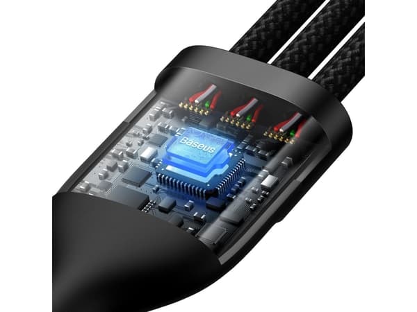 Baseus Flash Series II USB cable - USB Type C / Lightning / micro USB 100 W 1.2 m black (CASS030001)