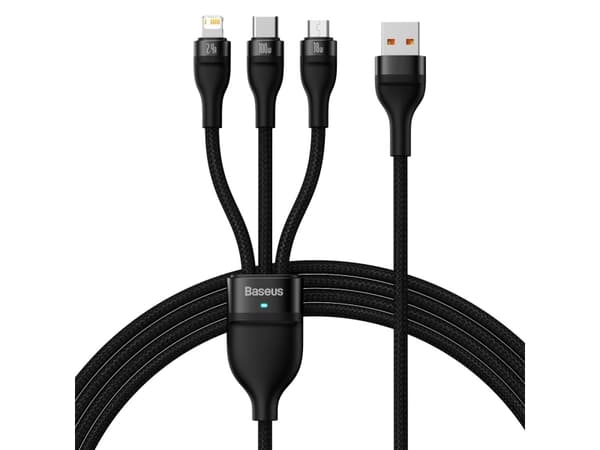 Baseus Flash Series II USB cable - USB Type C / Lightning / micro USB 100 W 1.2 m black (CASS030001)