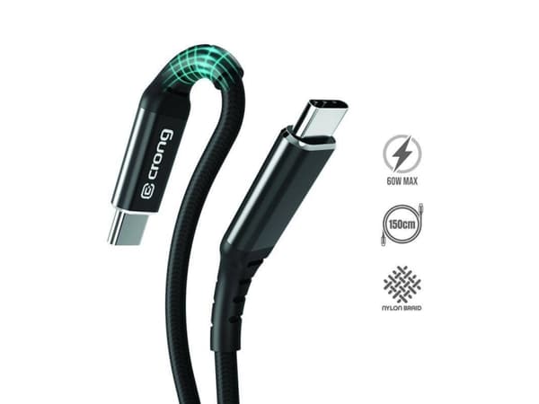 Crong Armor Link, 1,5 m, USB C, USB C, Svart