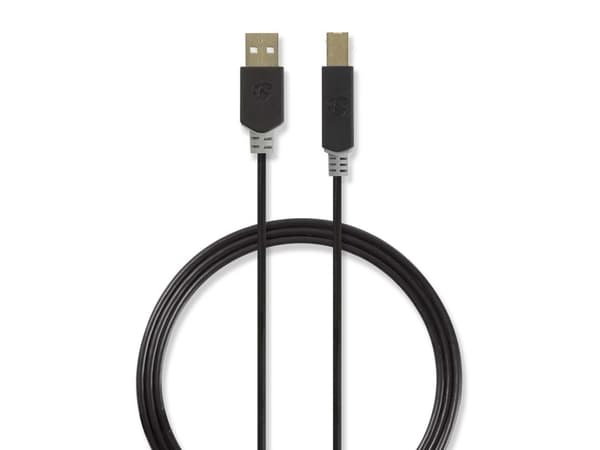 Nedis - USB-kaapeli - USB (uros) - USB Type B (uros) - USB 2.0 - 3 m - muotoiltu - antrasiitti (musta)