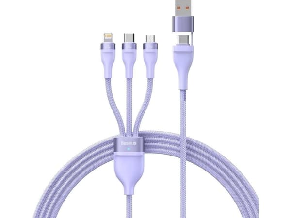 Baseus Flash Series II cable USB Type C / USB Type A - USB Type C / Lightning / micro USB 100 W 1.2 m purple (CASS030105)