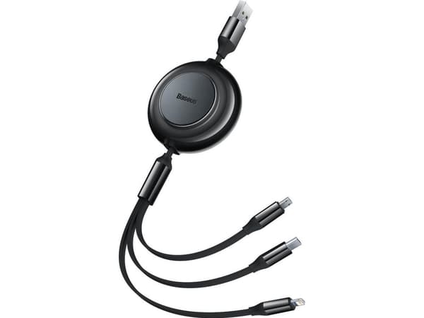 Baseus CAMJ010001, 1,1 m, USB A, USB C/Micro USB-A/Lightning, USB 3.2 Gen 1 (3.1 Gen 1), Svart