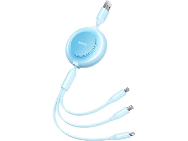 Baseus Bright Mirror 2 3in1 USB Type A cable - micro USB + Lightning + USB Type C 3.5A 1.1m blue (CAMJ010017)