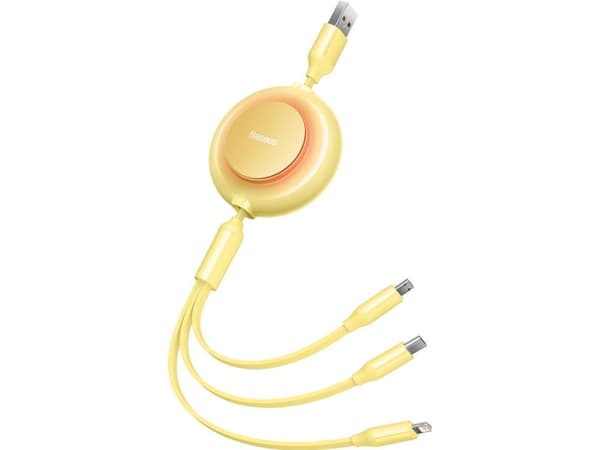 Kabel USB Baseus USB-A - USB-C + microUSB + Lightning 1.1 m Żółty (BSU3385YEL)
