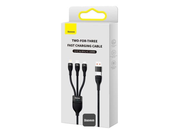 Baseus CASS030101, 1,2 m, USB A/USB C, USB C/Micro-USB B/Lightning, Sort