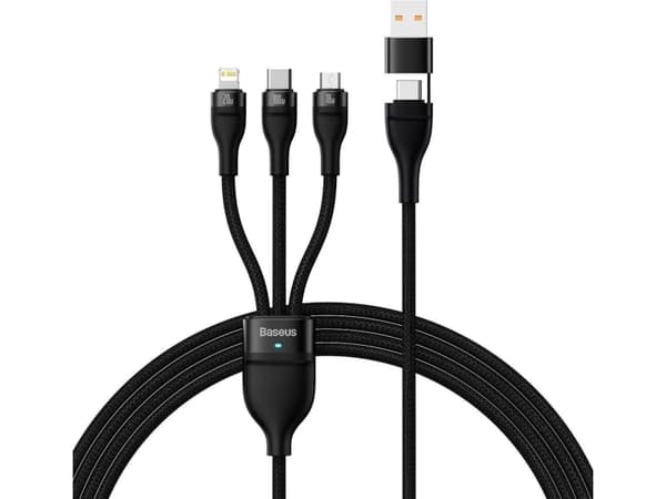 Baseus CASS030101, 1,2 m, USB A/USB C, USB C/Micro-USB B/Lightning, Sort