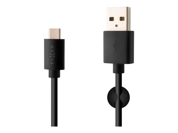 Fast data- og ladekabel, USB-A -> USB-C, 20 W, 2 m lang, svart