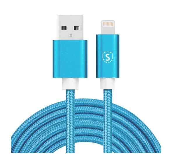 SiGN USB-A till Lightning kabel, 2.1A, 2m, Nylon - Blå