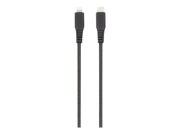 Vivanco LongLife - Lightning-kabel - 24 pin USB-C hane till Lightning hane - 1.5 m - svart - Strömförsörjningsstöd