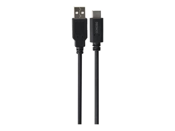 DELTACO - USB-kabel - 24 pin USB-C (hann) til USB (hann) - USB 2.0 - 2 m - USB Power Delivery (10W) - svart
