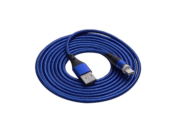 Akyga AK-USB-43 - USB-kabel - USB (hann) til 24 pin USB-C (hann) magnetisk - 5 / 9 V - 3 A - 2 m - USB Power Delivery (18 W) - blå