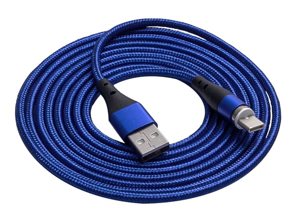 Akyga AK-USB-43 - USB-kabel - USB (hann) til 24 pin USB-C (hann) magnetisk - 5 / 9 V - 3 A - 2 m - USB Power Delivery (18 W) - blå