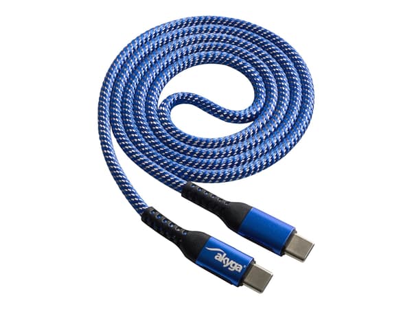 Akyga AK-USB-37 - USB-kabel - 24 pin USB-C (hann) til 24 pin USB-C (hann) - USB 2.0 - 20 V - 5 A - 1 m - USB Power Delivery (100 W) - blå
