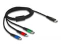 Miniatyrbild 3 av 5: Delock 3 in 1 - Dedikerad laddningskabel - 24 pin USB-C hane till mikro-USB typ B, Lightning, 24 pin USB-C hane - 1 m - svart