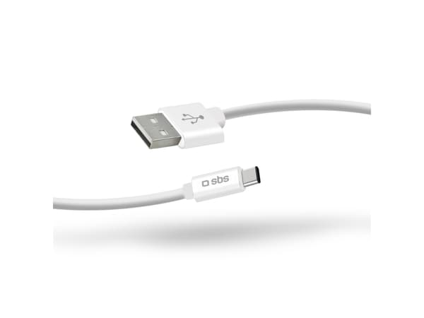 SBS TECABLPOLOTYPECW, 1 m, USB A, USB C, USB 2.0, Valkoinen