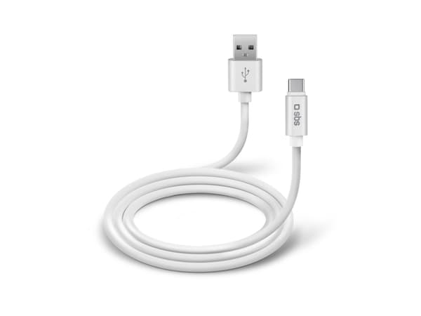 SBS TECABLPOLOTYPECW, 1 m, USB A, USB C, USB 2.0, Valkoinen