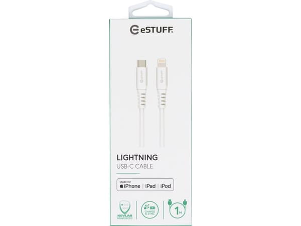 eSTUFF ES602021, 0,5 m, Lightning, USB C, Uros, Uros, Valkoinen