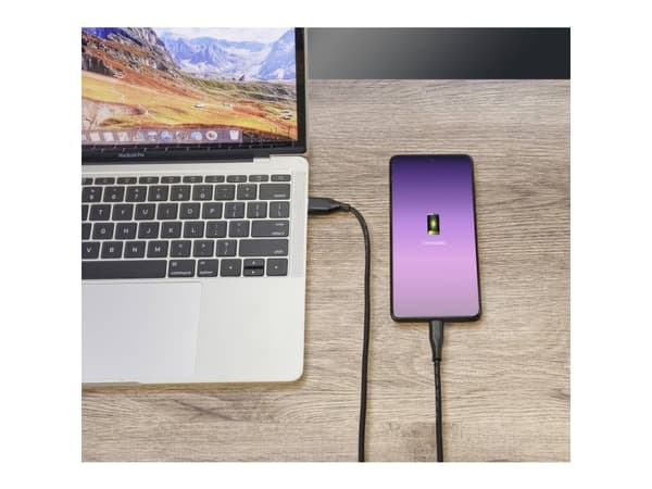 Renkforce USB-kaapeli USB 3.2 Gen1 (USB 3.0) USB-A-hanstik, USB-C® stik 2.00 m Sort PVC-kappe, ekstremt fleksibelt RF-4995176
