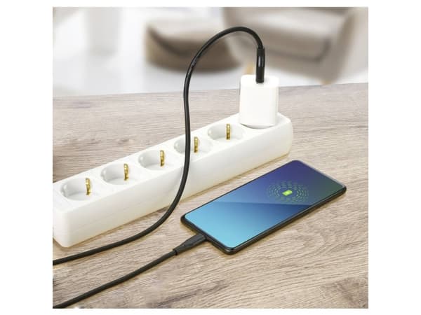 Renkforce USB-kaapeli USB 3.2 Gen1 (USB 3.0) USB-A-hanstik, USB-C® stik 2.00 m Sort PVC-kappe, ekstremt fleksibelt RF-4995176
