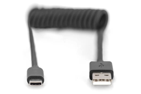 DIGITUS - USB-kaapeli - USB (uros) - USB-C (uros) - USB 2.0 - 20 V - 3 A - 1 m - musta - musta