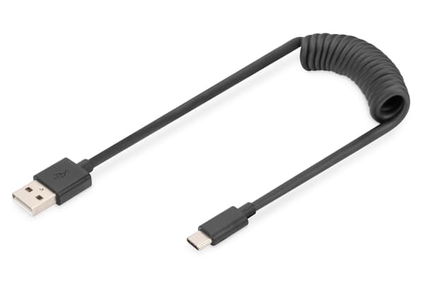 DIGITUS - USB-kaapeli - USB (uros) - USB-C (uros) - USB 2.0 - 20 V - 3 A - 1 m - musta - musta