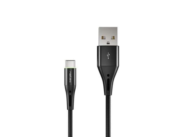 USB-C (M) -> USB-A (M) 2.0 CABLE 1M BLACK LED BRAID NATEC PRATI