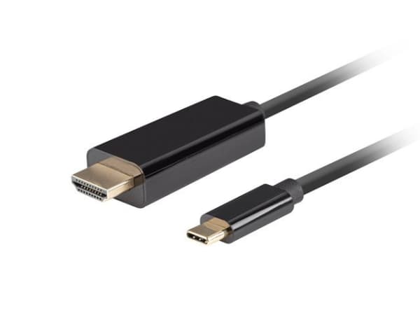 Lanberg - Premium hög hastighet - adapterkabel - 24 pin USB-C hane till HDMI hane - 1.8 m - trippelskärmad - svart - 5K30Hz stöd, stöd för 1920 x 108