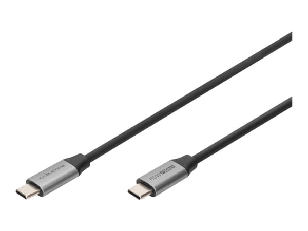 DIGITUS - USB-kontakt - 24 pin USB-C (hann) til 24 pin USB-C (hann) - 20 V - 3 A - 1 m - 4K-støtte - svart