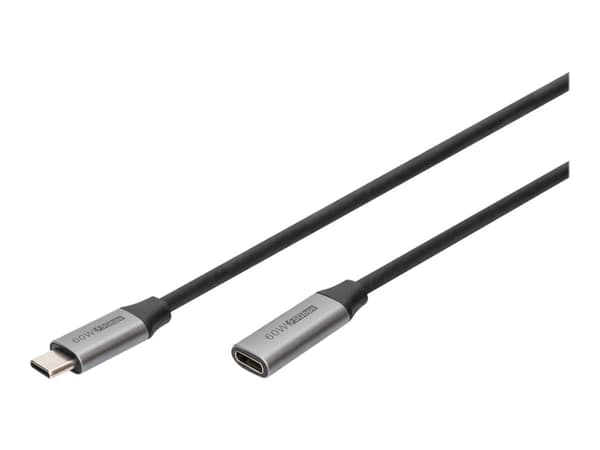 DIGITUS - USB-förlängningskabel - 24 pin USB-C (hane) till 24 pin USB-C (hona) - USB 3.1 - 1 m - stöd för 4K - svart