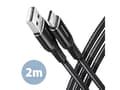 Miniatyrbilde 1 av 5: AXAGON BUCM-AM20AB USB-C til USB-A-kabel, 2 m, USB 2.0, 3A, geflochten - svart