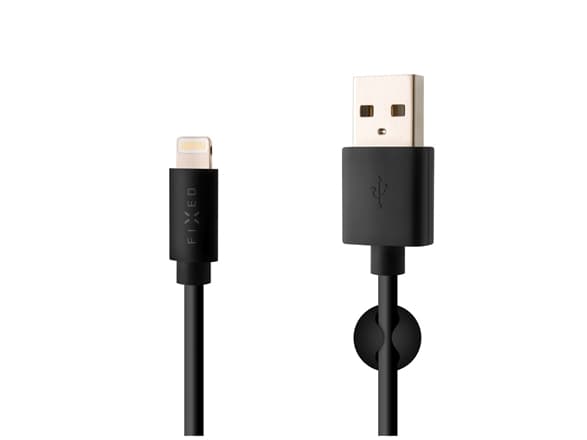 Kiinteä data- ja latauskaapeli, USB-A -> Lightning (MFI), 20 W, 1 m pitkä, musta