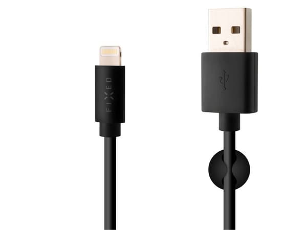 Kiinteä data- ja latauskaapeli, USB-A -> Lightning (MFI), 20 W, 1 m pitkä, musta